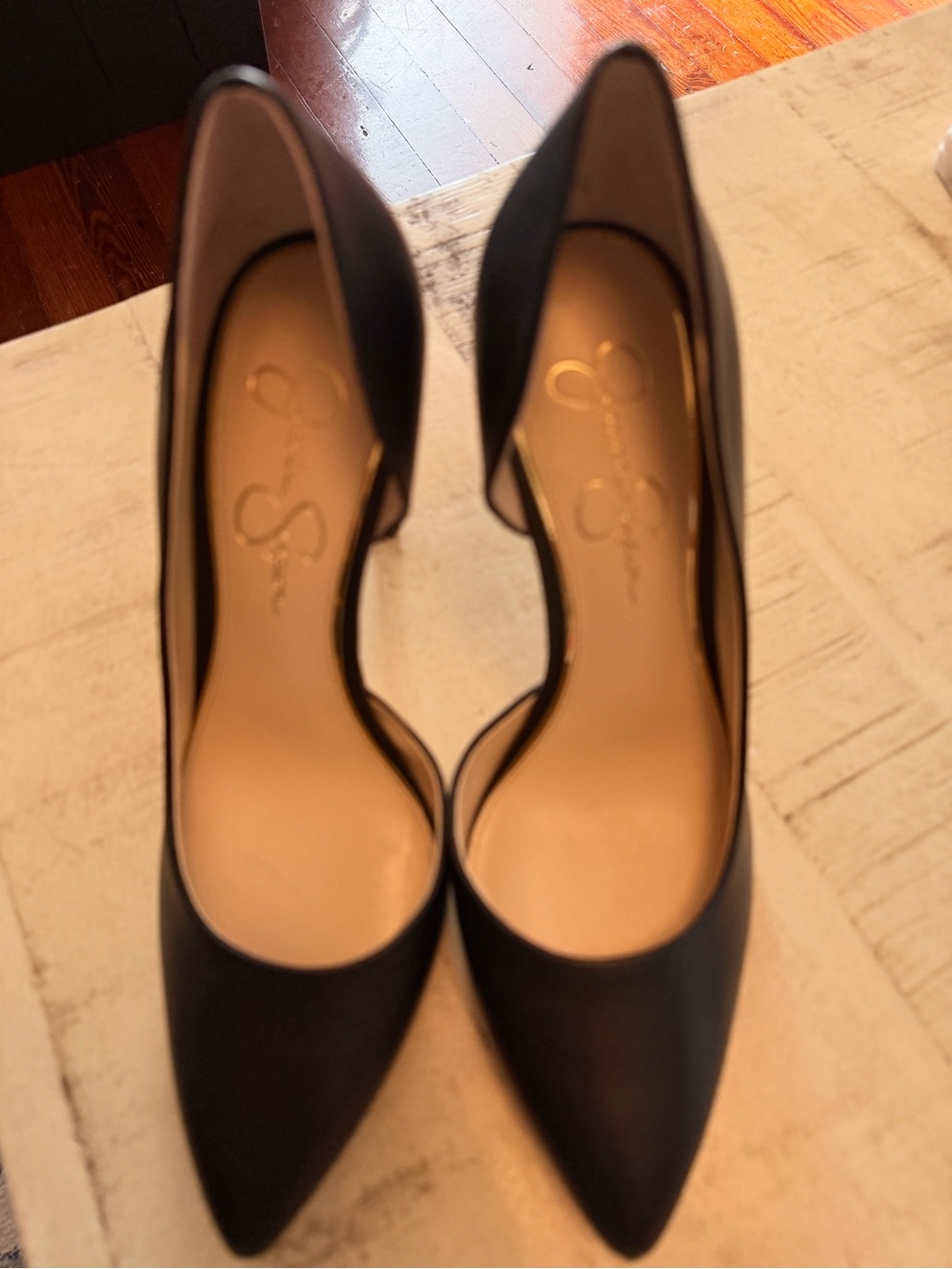 Jessica Simpson Black D'Orsay Pointed Stiletto Pumps - Picture 3 of 5